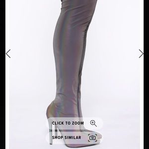 Fashion Nova reflective thigh boots